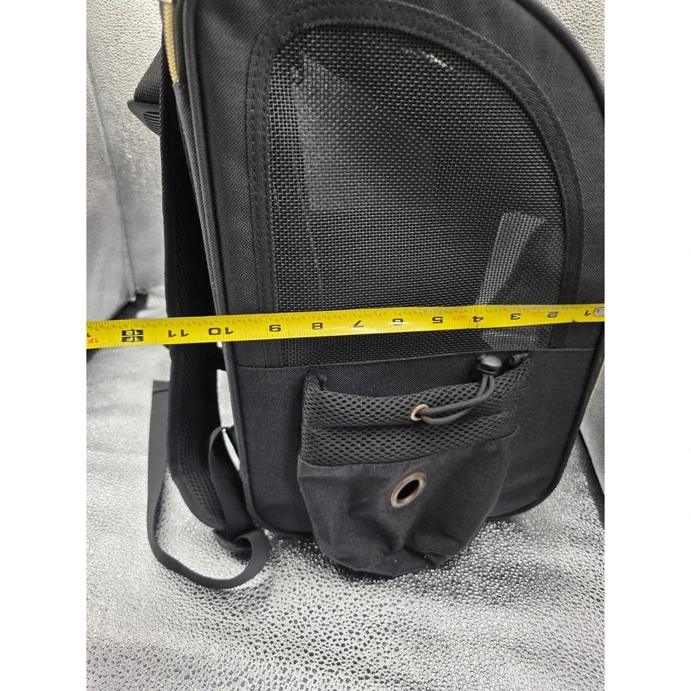 Goodio Pet Carrier Backpack Black Gold Small Dog Cat Breathable Mesh Travel Bag